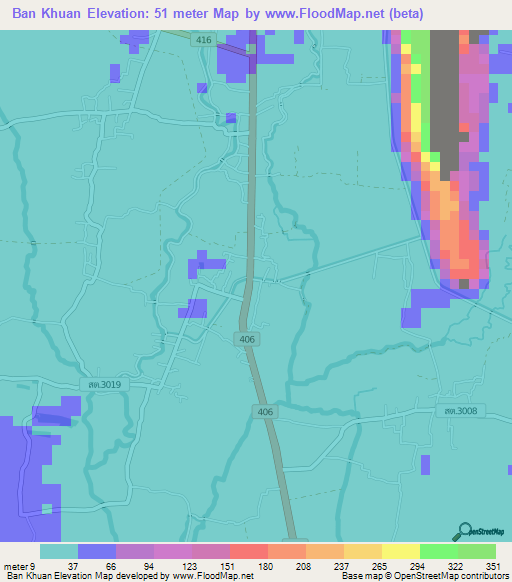 Ban Khuan,Thailand Elevation Map