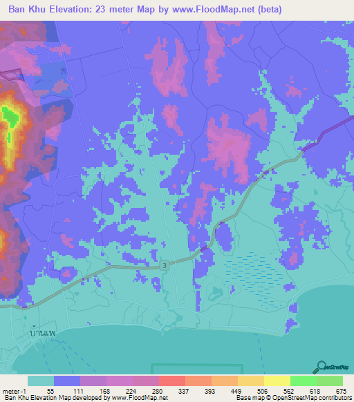 Ban Khu,Thailand Elevation Map