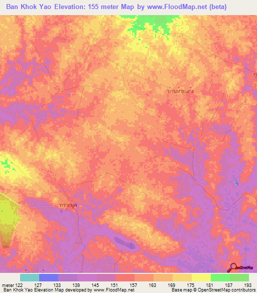 Ban Khok Yao,Thailand Elevation Map