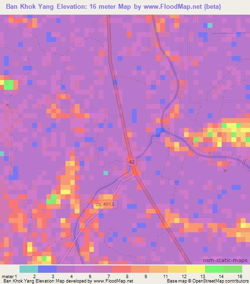 Ban Khok Yang,Thailand Elevation Map