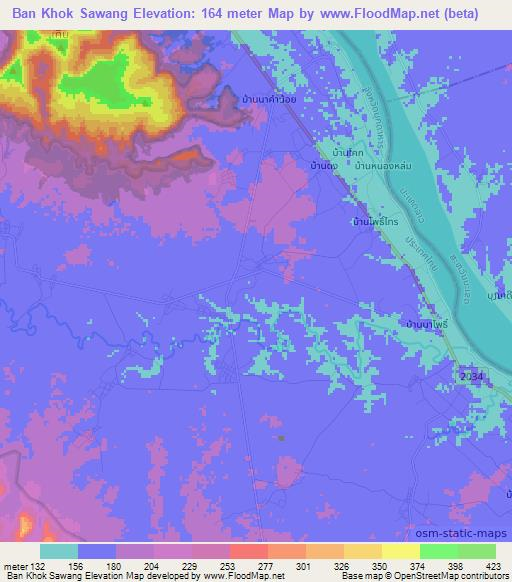 Ban Khok Sawang,Thailand Elevation Map