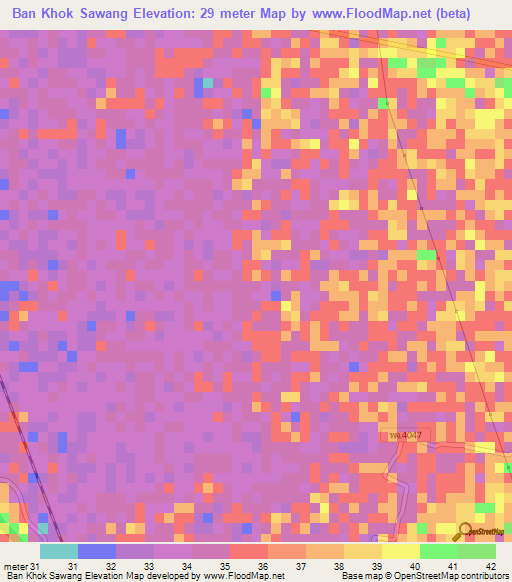 Ban Khok Sawang,Thailand Elevation Map