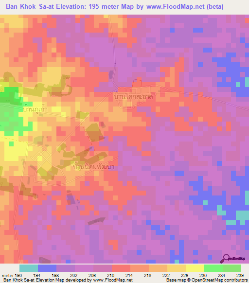 Ban Khok Sa-at,Thailand Elevation Map