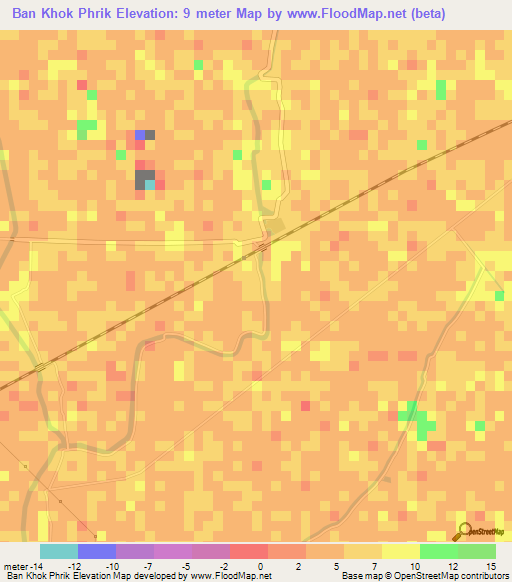 Ban Khok Phrik,Thailand Elevation Map