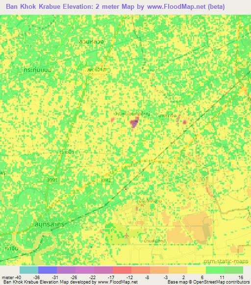 Ban Khok Krabue,Thailand Elevation Map