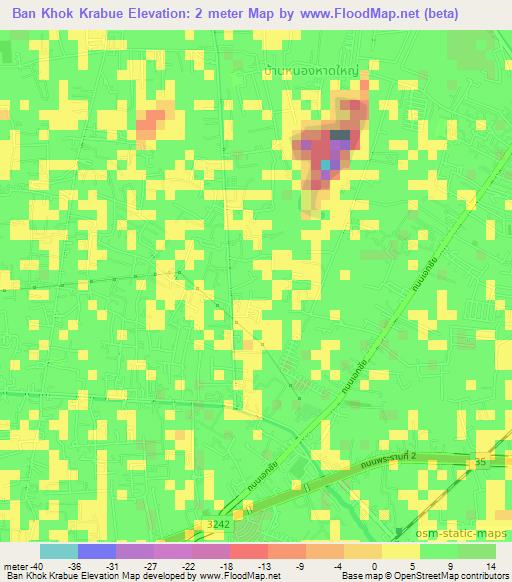 Ban Khok Krabue,Thailand Elevation Map