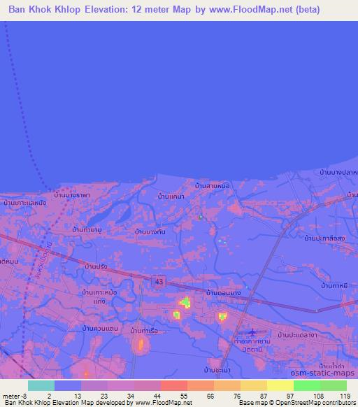 Ban Khok Khlop,Thailand Elevation Map