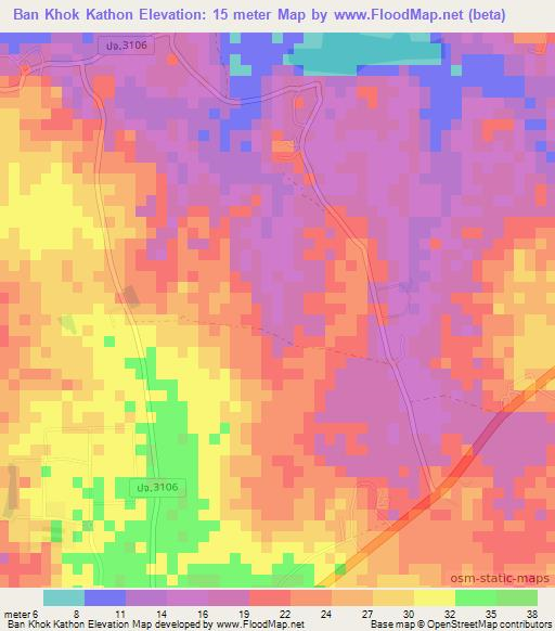 Ban Khok Kathon,Thailand Elevation Map