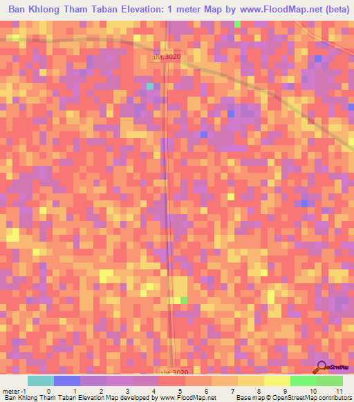 Ban Khlong Tham Taban,Thailand Elevation Map