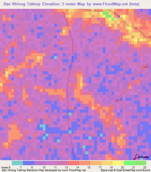Ban Khlong Takhop,Thailand Elevation Map