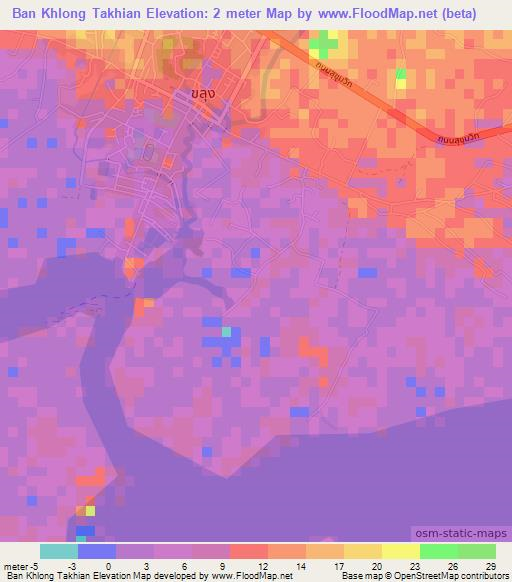 Ban Khlong Takhian,Thailand Elevation Map