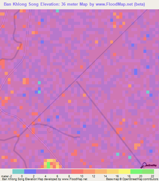 Ban Khlong Song,Thailand Elevation Map