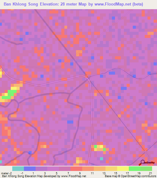 Ban Khlong Song,Thailand Elevation Map