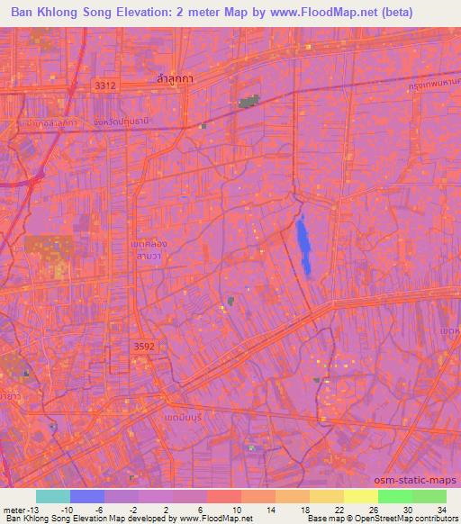 Ban Khlong Song,Thailand Elevation Map