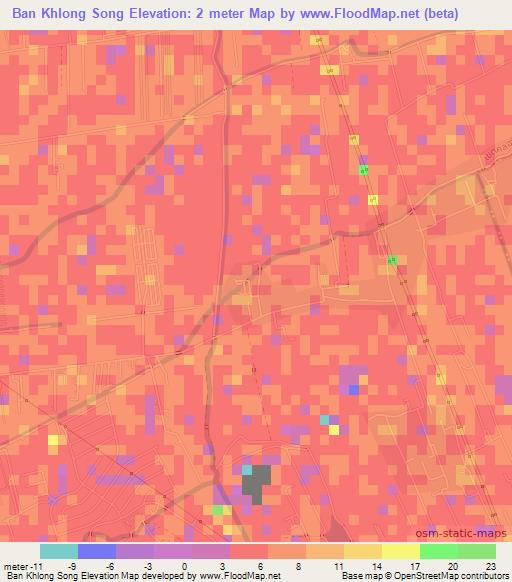 Ban Khlong Song,Thailand Elevation Map