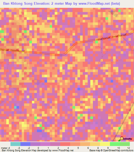 Ban Khlong Song,Thailand Elevation Map