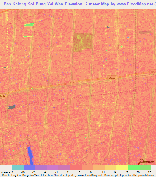 Ban Khlong Soi Bung Yai Wan,Thailand Elevation Map