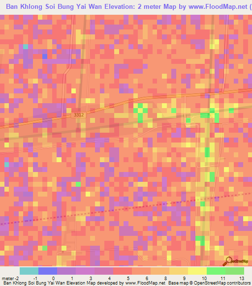 Ban Khlong Soi Bung Yai Wan,Thailand Elevation Map
