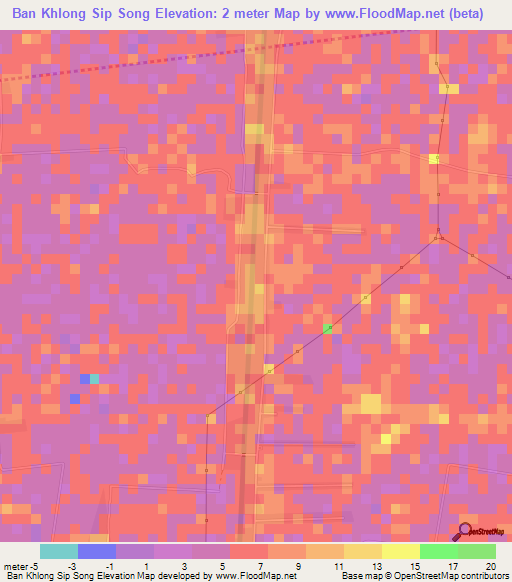 Ban Khlong Sip Song,Thailand Elevation Map