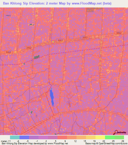 Ban Khlong Sip,Thailand Elevation Map