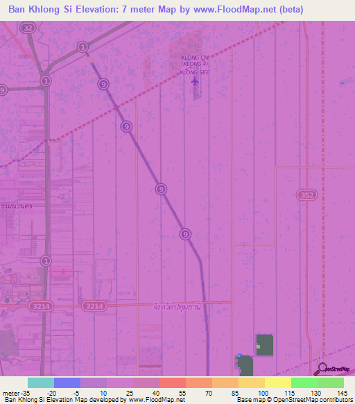 Ban Khlong Si,Thailand Elevation Map