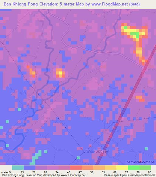 Ban Khlong Pong,Thailand Elevation Map