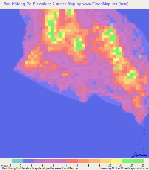 Ban Khlong Po,Thailand Elevation Map