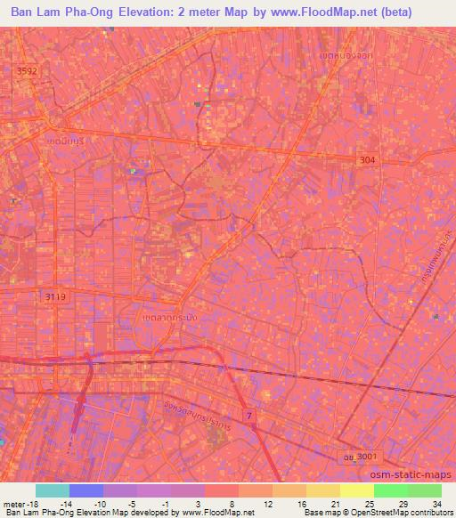 Ban Lam Pha-Ong,Thailand Elevation Map