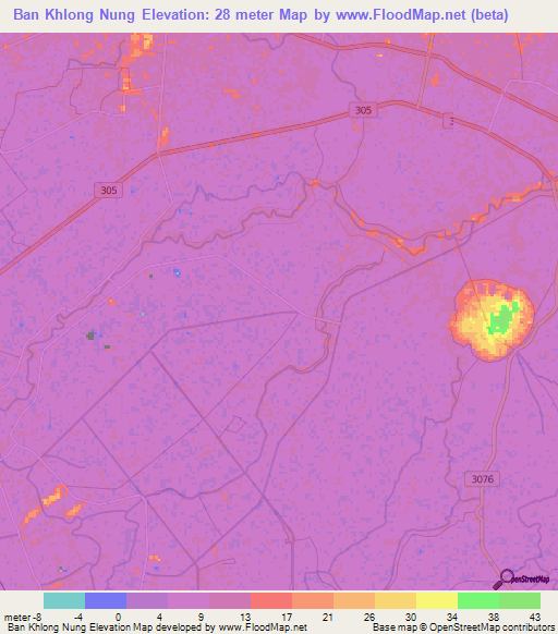 Ban Khlong Nung,Thailand Elevation Map