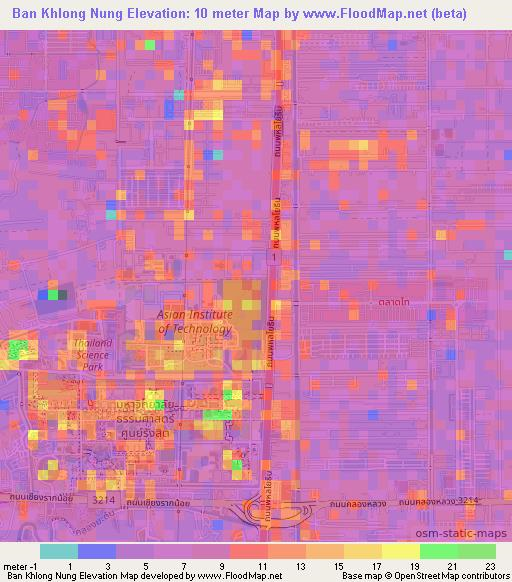 Ban Khlong Nung,Thailand Elevation Map