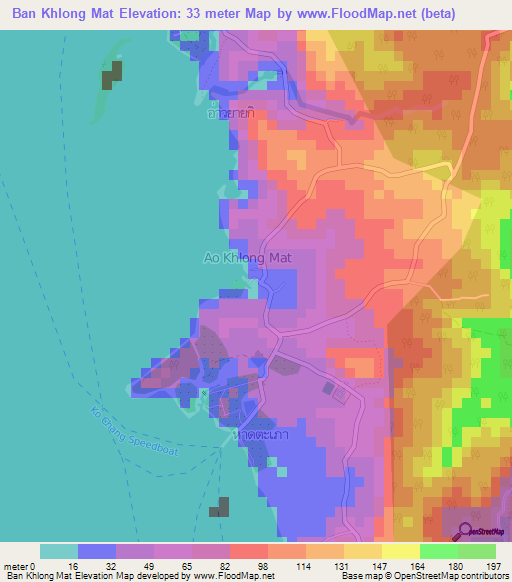 Ban Khlong Mat,Thailand Elevation Map