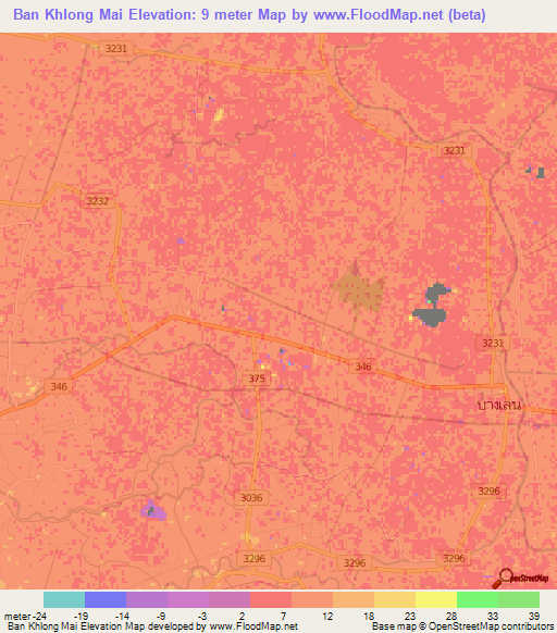 Ban Khlong Mai,Thailand Elevation Map