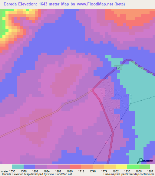 Dareda,Tanzania Elevation Map