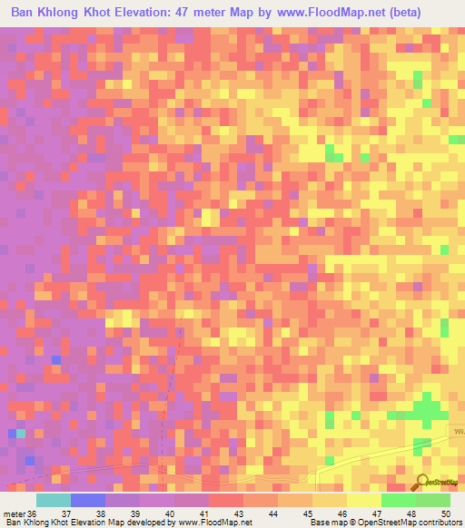 Ban Khlong Khot,Thailand Elevation Map
