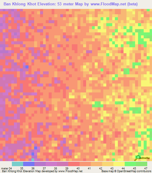 Ban Khlong Khot,Thailand Elevation Map