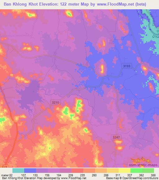 Ban Khlong Khot,Thailand Elevation Map