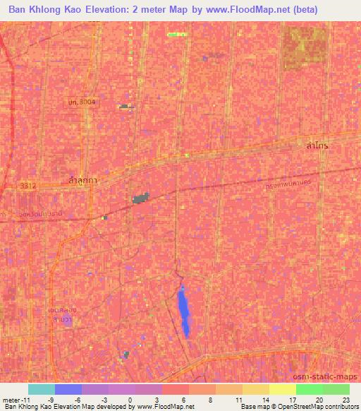 Ban Khlong Kao,Thailand Elevation Map