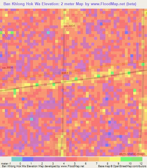 Ban Khlong Hok Wa,Thailand Elevation Map