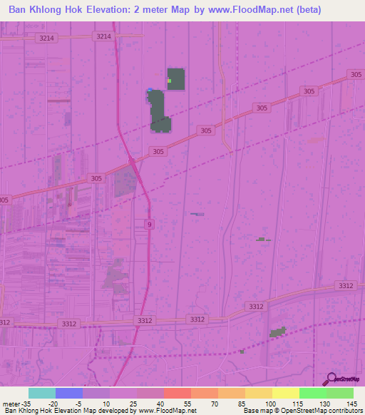 Ban Khlong Hok,Thailand Elevation Map