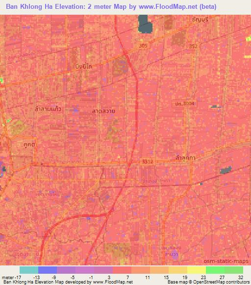 Ban Khlong Ha,Thailand Elevation Map