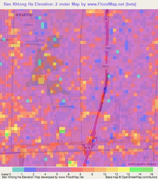 Ban Khlong Ha,Thailand Elevation Map