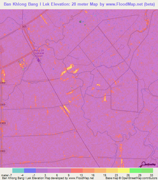 Ban Khlong Bang I Lek,Thailand Elevation Map