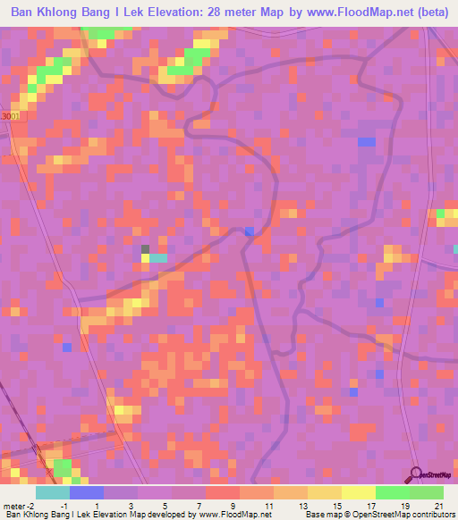 Ban Khlong Bang I Lek,Thailand Elevation Map