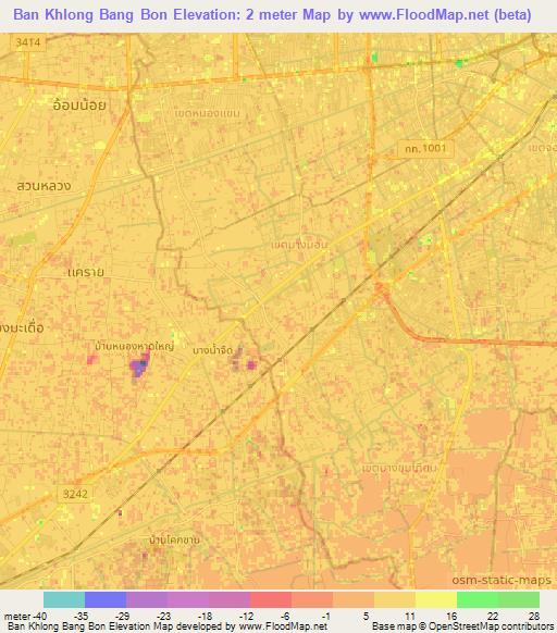 Ban Khlong Bang Bon,Thailand Elevation Map