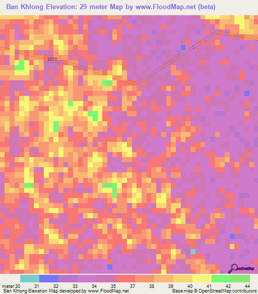 Ban Khlong,Thailand Elevation Map