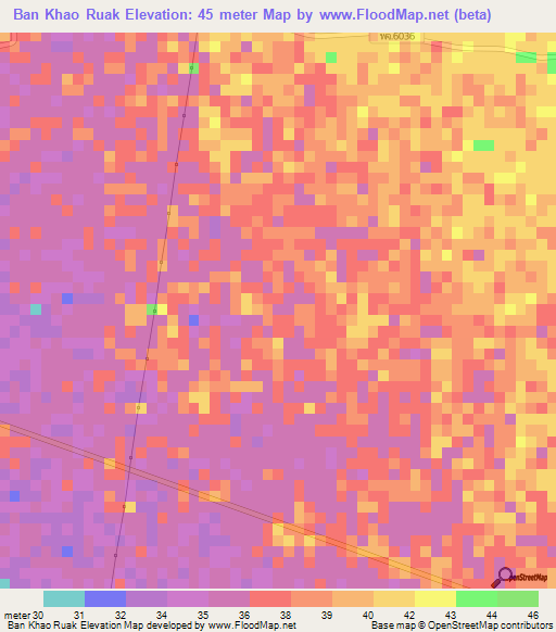 Ban Khao Ruak,Thailand Elevation Map