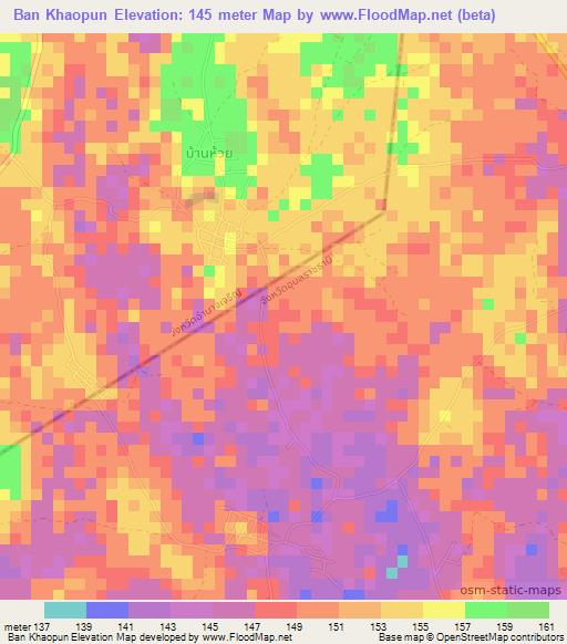 Ban Khaopun,Thailand Elevation Map