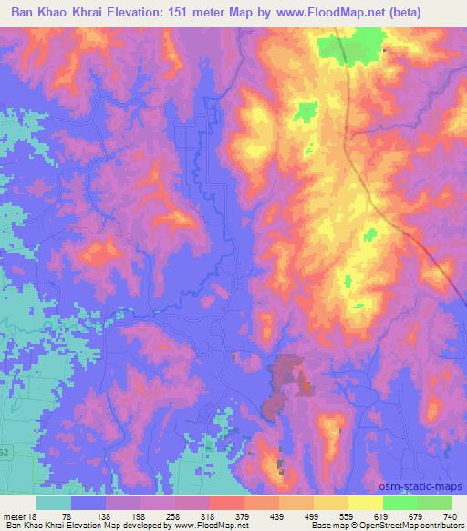 Ban Khao Khrai,Thailand Elevation Map