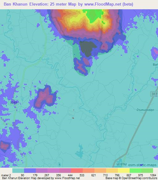 Ban Khanun,Thailand Elevation Map
