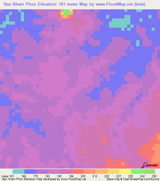 Ban Kham Phon,Thailand Elevation Map